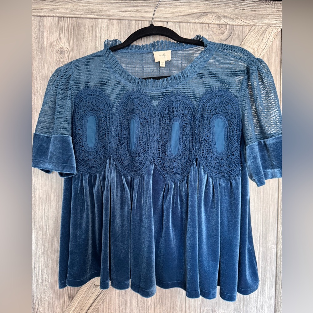 Anthropologie Velvet Flowy Top
